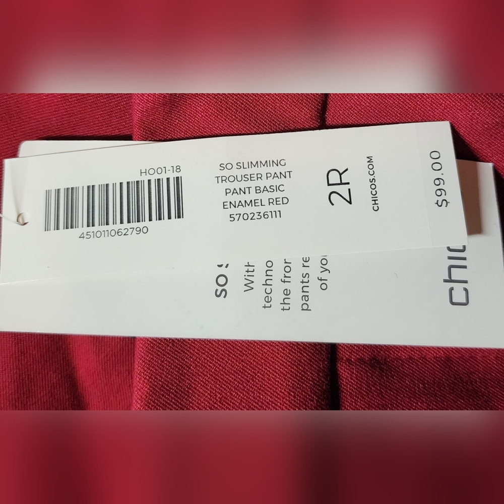 Chico's Women's So Slimming Trouser Basic Straight Leg Enamel Red Pant  - Picture 6 of 6